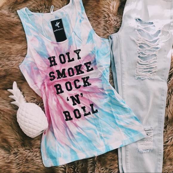 Tie dye tank top blue and pink sleeveless top oversized